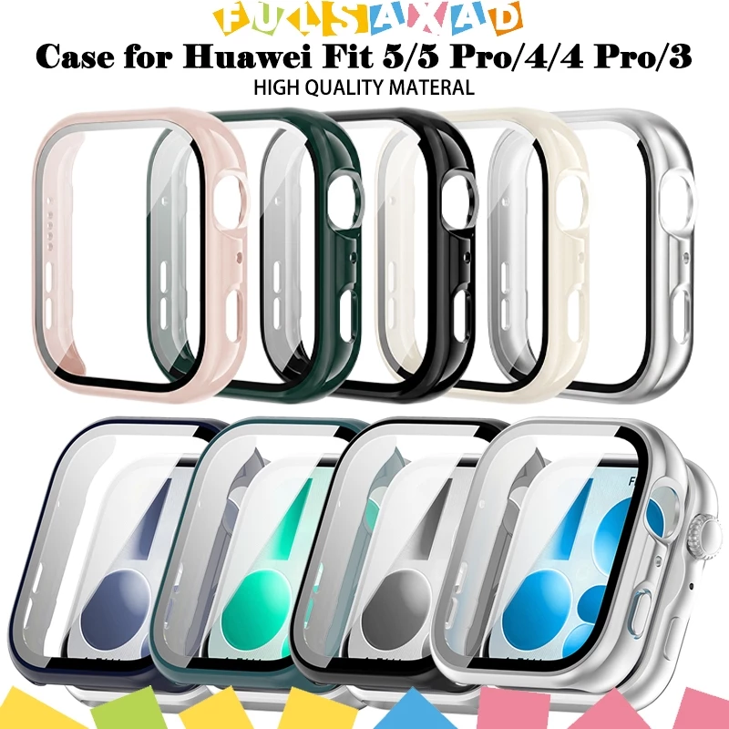 กระจกนิรภัย PC กรณีนาฬิกา for Huawei Watch Fit 5/5 Pro/4/4 Pro กันชนป้องกันหน้าจอสำหรับ อุปกรณ์เสริม for Huawei Fit 3