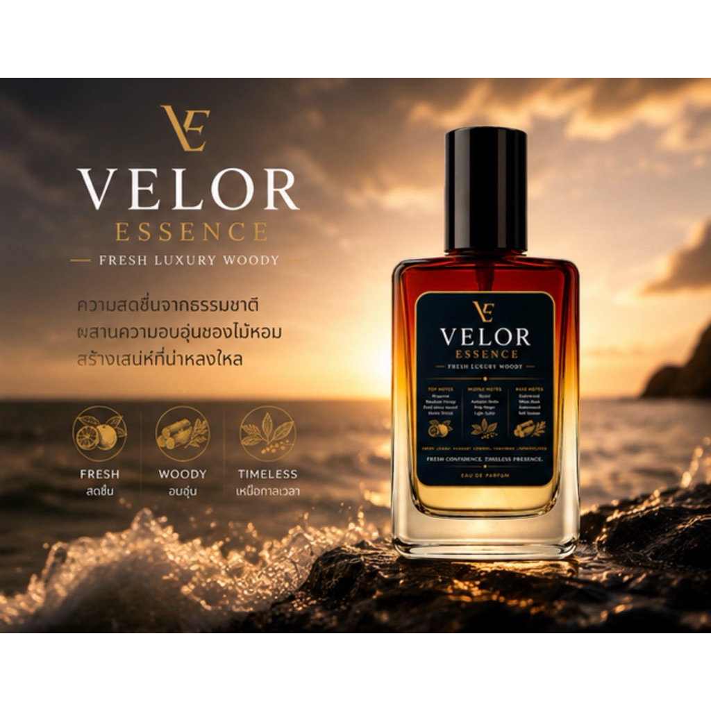 หอมเท่ สุขุม มีระดับ VELOR ESSENCE Fresh Luxury Woody หอมนาน 12+++