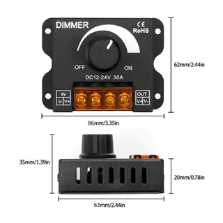 หรี่ไฟDC LED Dimmer 12V-24V 30A สวิทช์ดิมเมอร์ ปรับแสงสว่าง เครื่องปรับแรงดันไฟฟ้าหรี่แสงได้