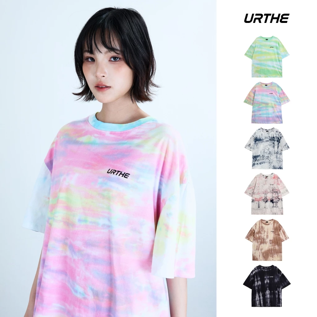 URTHE - เสื้อยืด ลายมัดย้อม Oversize รุ่น ASSORTED COLORS OVERSIZE T-SHIRT