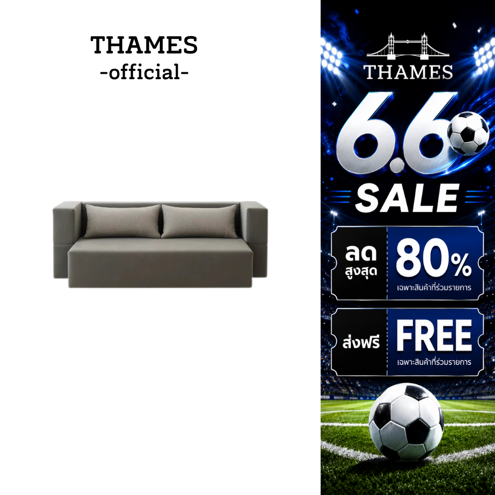 Thames  โซฟาเบด 2 in 1 อัดสูญญากาศ รุ่น BEDDY มีหลายขนาด คุณภาพพรีเมียม ปรับนั่งและนอนได้ พร้อมหมอนอิงฟรี 2 ใบ