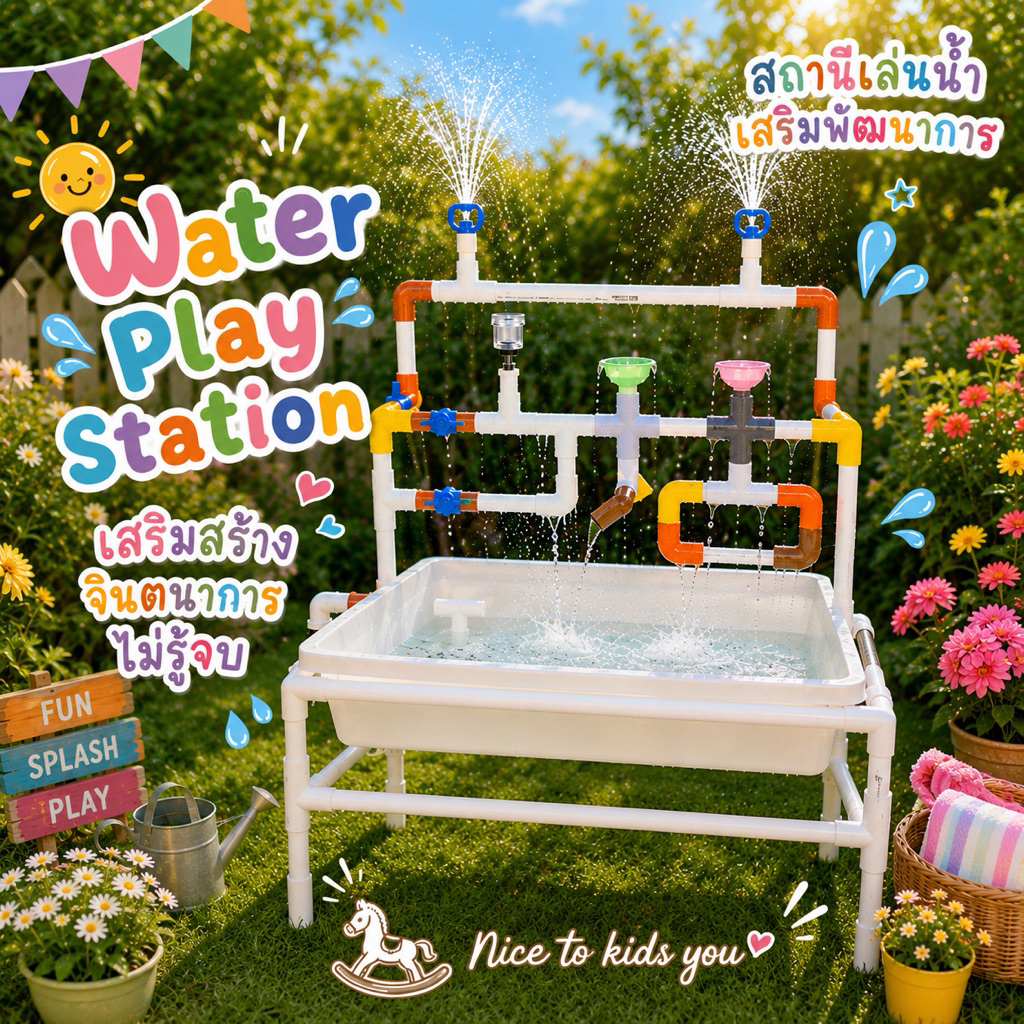 พร้อมส่ง Mini waterplay station โต๊ะเล่นน้ำเด็ก ของเล่นเสริมพัฒนาการ(รุ่นเล็กไม่มีที่สูบน้ำ)