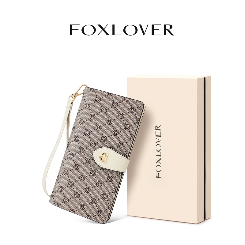 FOXLOVER กระเป๋าสตางค์ใบยาวลายพิมพ์ กระเป๋าสตางค์พับ 2 ช่องใส่ธนบัตร 11 ช่องใส่บัตร ดีไซน์สวยหรู สําหรับผู้หญิง