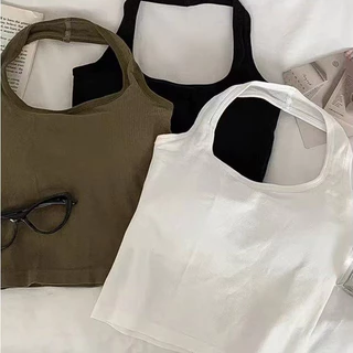 ✨เสื้อกล้าม สายคล้องคอ เว้าด้านหลัง มีฟองน้ำในตัว ผ้านิ่มใส่สบาย สุดเซ็กซี่ สำหรับผู้หญิง