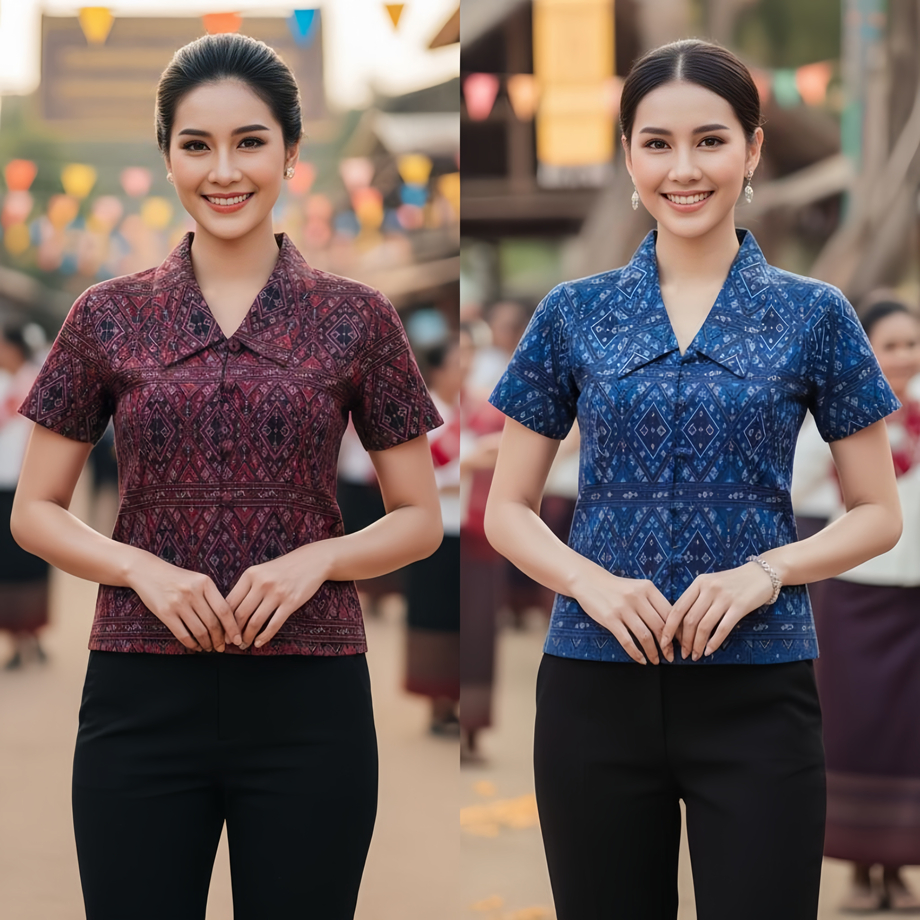 เสื้อพื้นเมืองคอปกเหลี่ยม