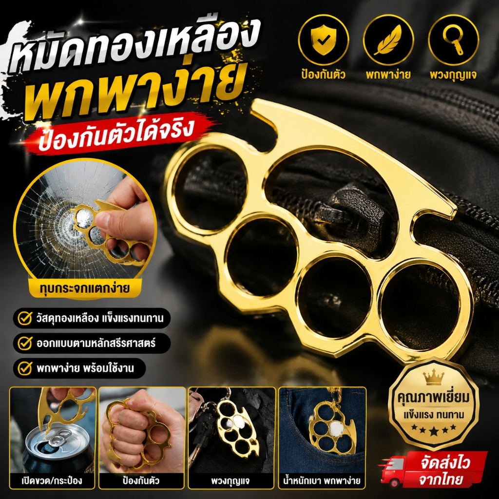 Four Finger Ring แหวน 4 นิ้ว Alloy Ring โลหะผสม สำหรับผู้ชาย ของสะสมแฟชั่น EDC ดีไซน์เท่ แข็งแรง น้ำหนักเบา มี 3 สีให้เล