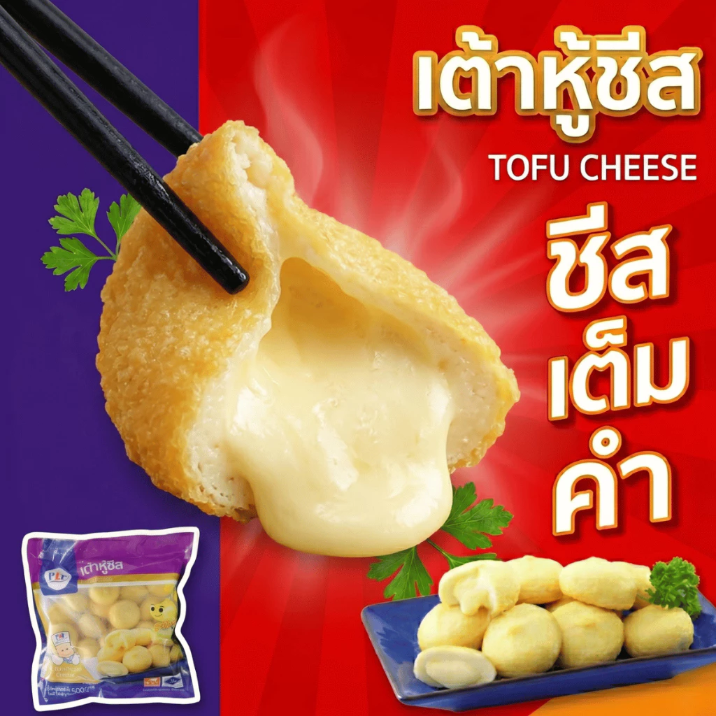 เต้าหู้ชีส 500g ลูกชิ้นปลาไส้ชีส เต้าหู้ปลาชีสเยิ้ม เข้มข้น โปรตีนสูง สำหรับชาบู หมูกระทะ ปิ้งย่าง