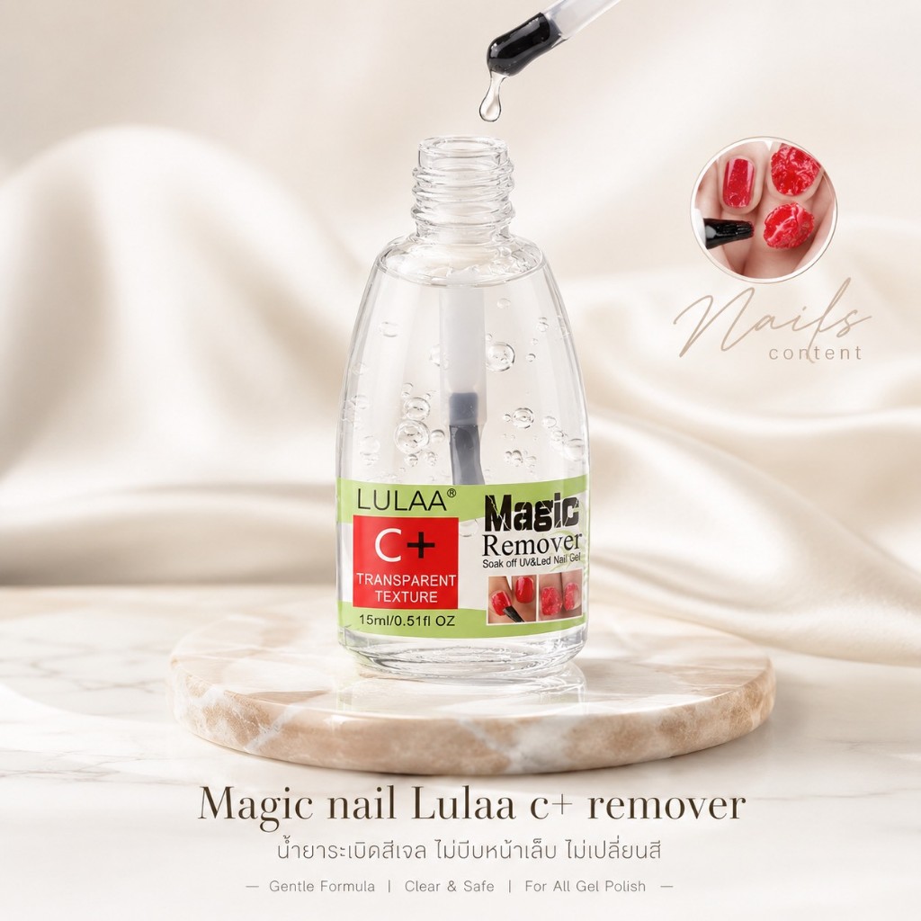 Magic nail Lulaa c+ remover น้ำยาระเบิดสีเจล ไม่บีบหน้าเล็บ​ ไม่เปลี่ยนสี
