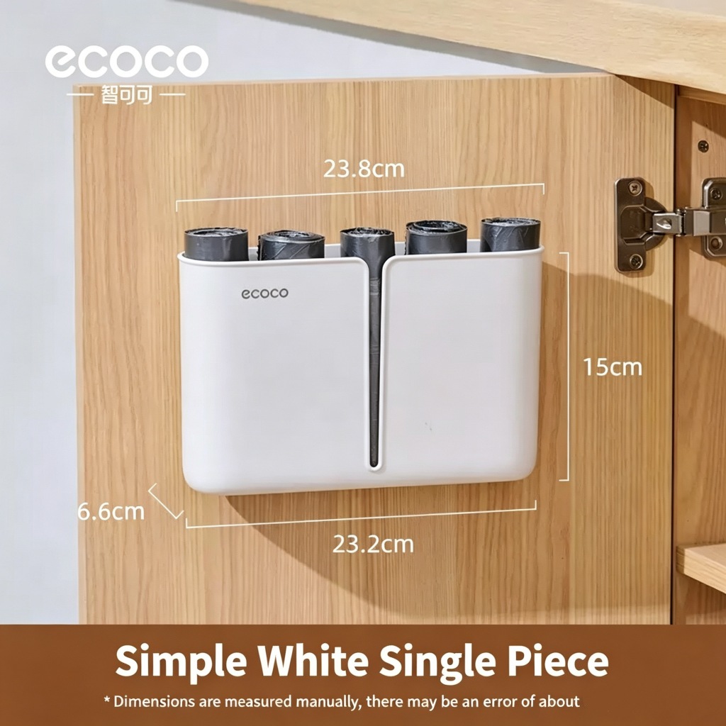 ECOCO ชั้นวางขอ ที่ใส่ถุงขยะ ชั้นวางถุงขยะ  กล่องเก็บถุงขยะ  ติดผนัง ไม่ต้องเจาะ มี2สีให้เลือก NO.E24158