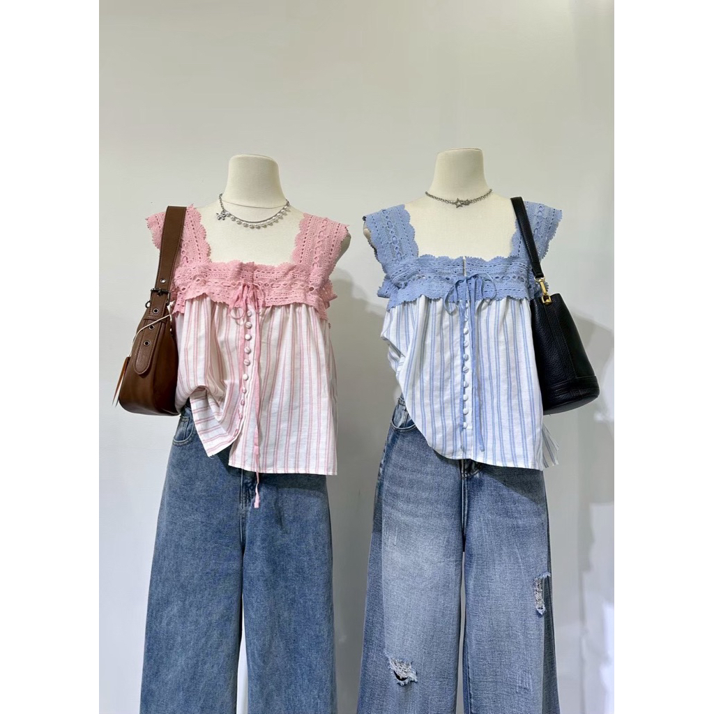 เสื้อแขนกุดแต่งลูกไม้
