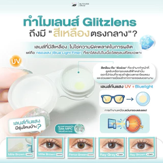 Glitzlens คอนแทคเลนส์ วัสดุ MPC กันแสงสีฟ้า/UV รุ่น Mille Brown [Dia14.2] เหมาะกับตาแพ้แสง และชุ่มชื้นกว่า Hyaluron