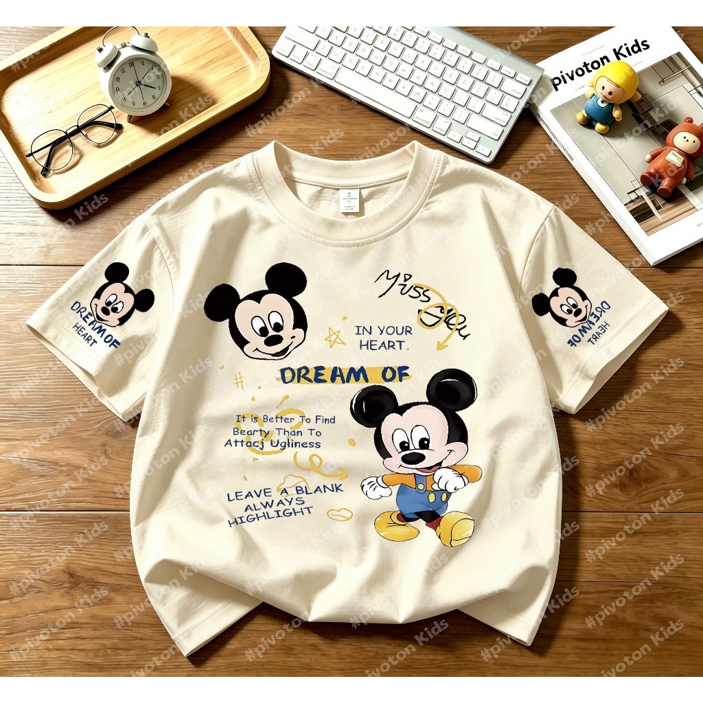 เสื้อยืดเด็ก ลายมิกกี้เมาส์ ดิสนีย์ ผ้านุ่มระบายอากาศดี ยืดหยุ่น ไม่เป็นขน ทรงหลวมใส่ทุกสรีระ พร้อมส่ง COD เด็ก2-14ขวบ