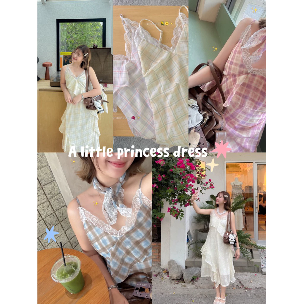 dress017- A little princess dress 👧🏻👑 ✨ เดรสแต่งระบายลูกไม้ 🎀