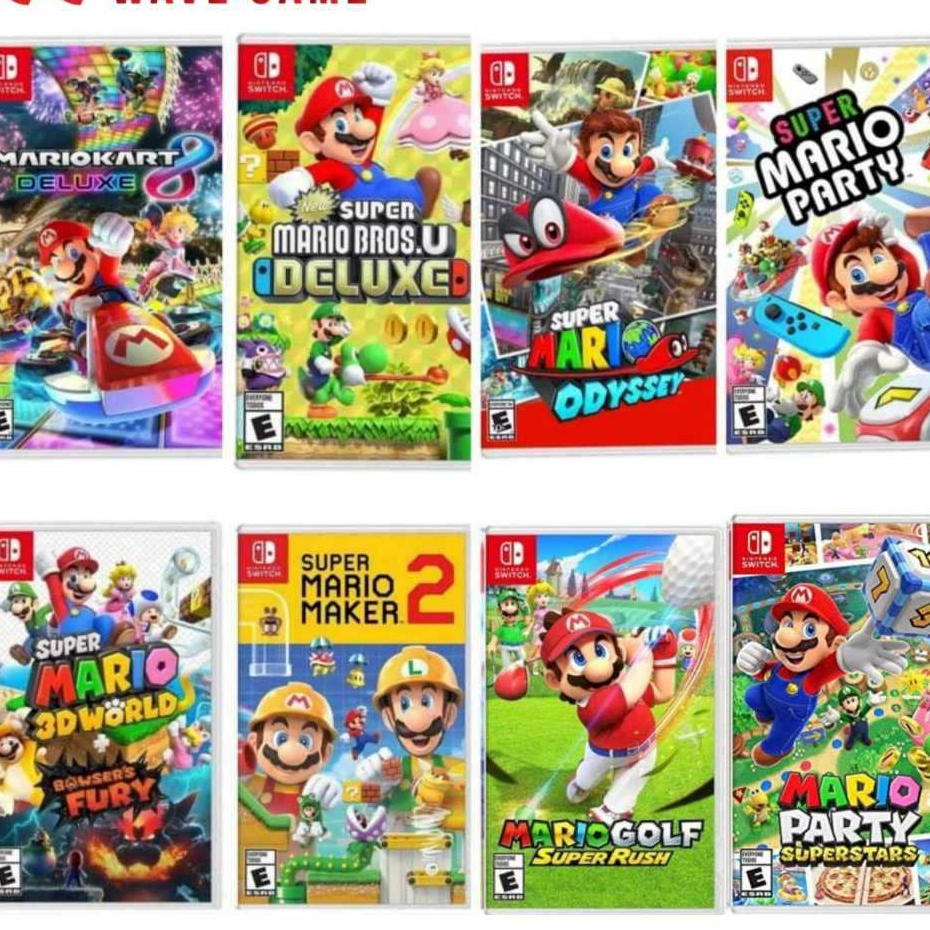 nintendo switch mario kart 8 / mario bros u / mario odyssey / mario party / mario 3d world fury/ mario maker 2