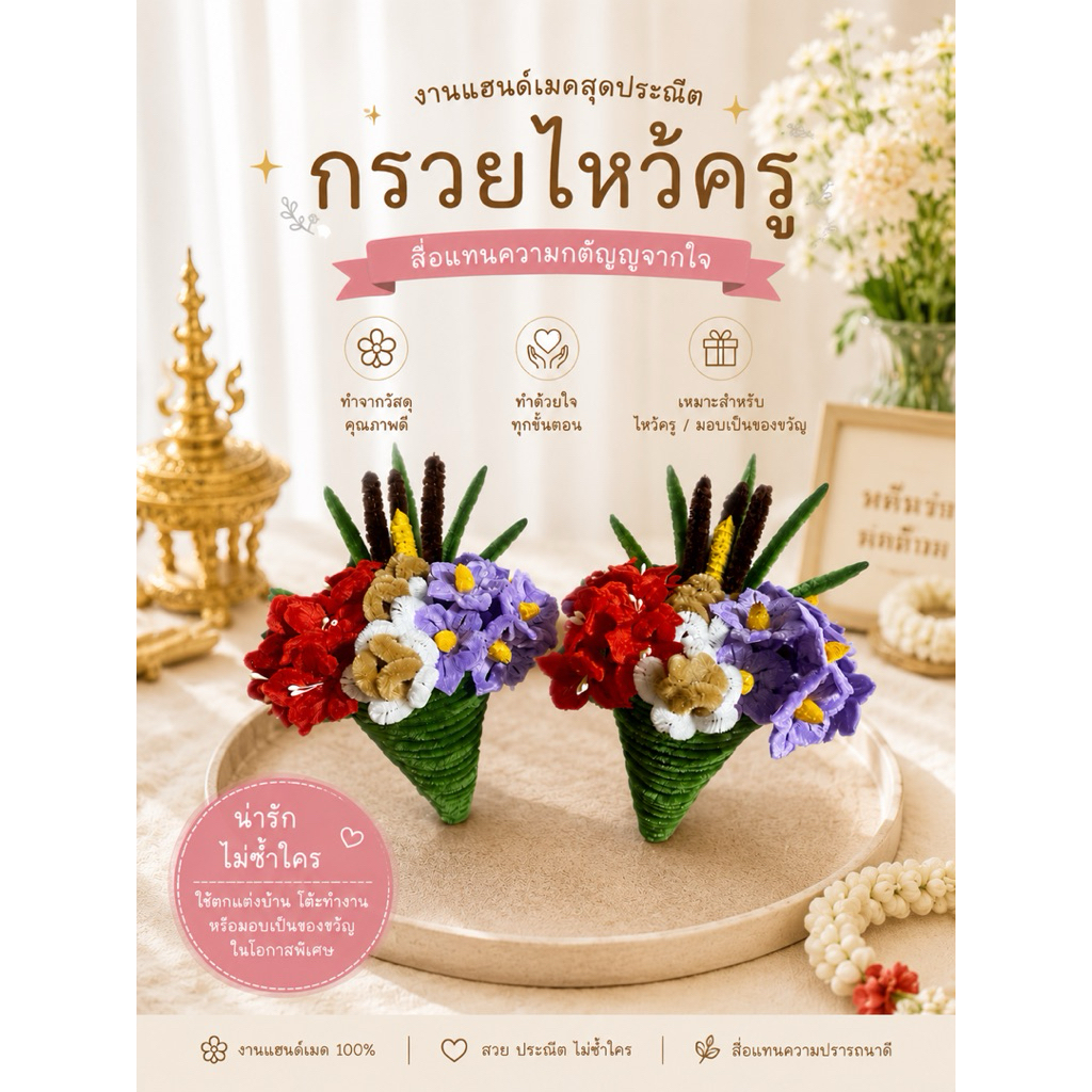 กรวยไว้ครูลวดกำมะหยี่