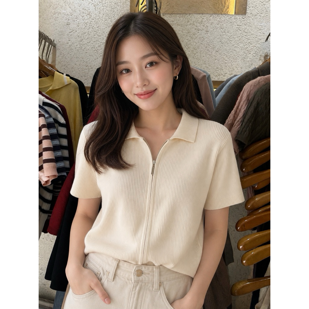 เสื้อไหมพรม ป้ายTag:One K คอปก Zip 2 Way