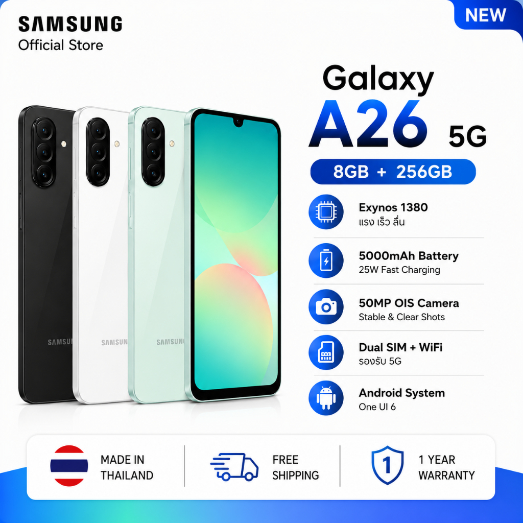 Samsung Galaxy A26 5G 8/256GB หน้าจอ 6.7" แบตเตอรี่ 5,000 mAh