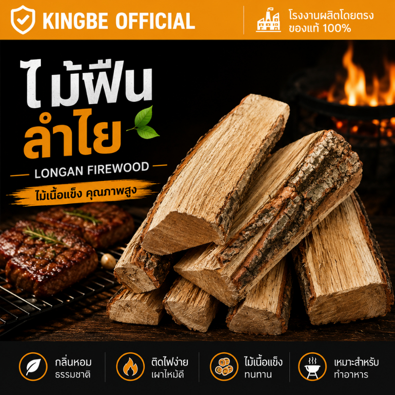ไม้รมควัน ไม้ลำไย ไม้ฟืนตากแห้ง KINGBE Longan firewood🔥 7kg BBQ Smoker ออแกนิค ธรรมชาติ100% สำหรับเตาปิ้งย่าง