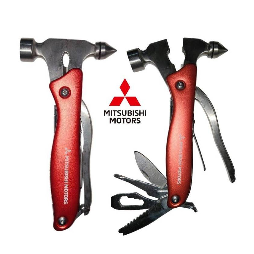 ฆ้อนเอนกประสงค์ สกรีนโลโก้ Mitsubishi สำหรับใช้งานฉุกเฉิน หรือกิจกรรมกลางแจ้งไว้ในชิ้นเดียวกัน