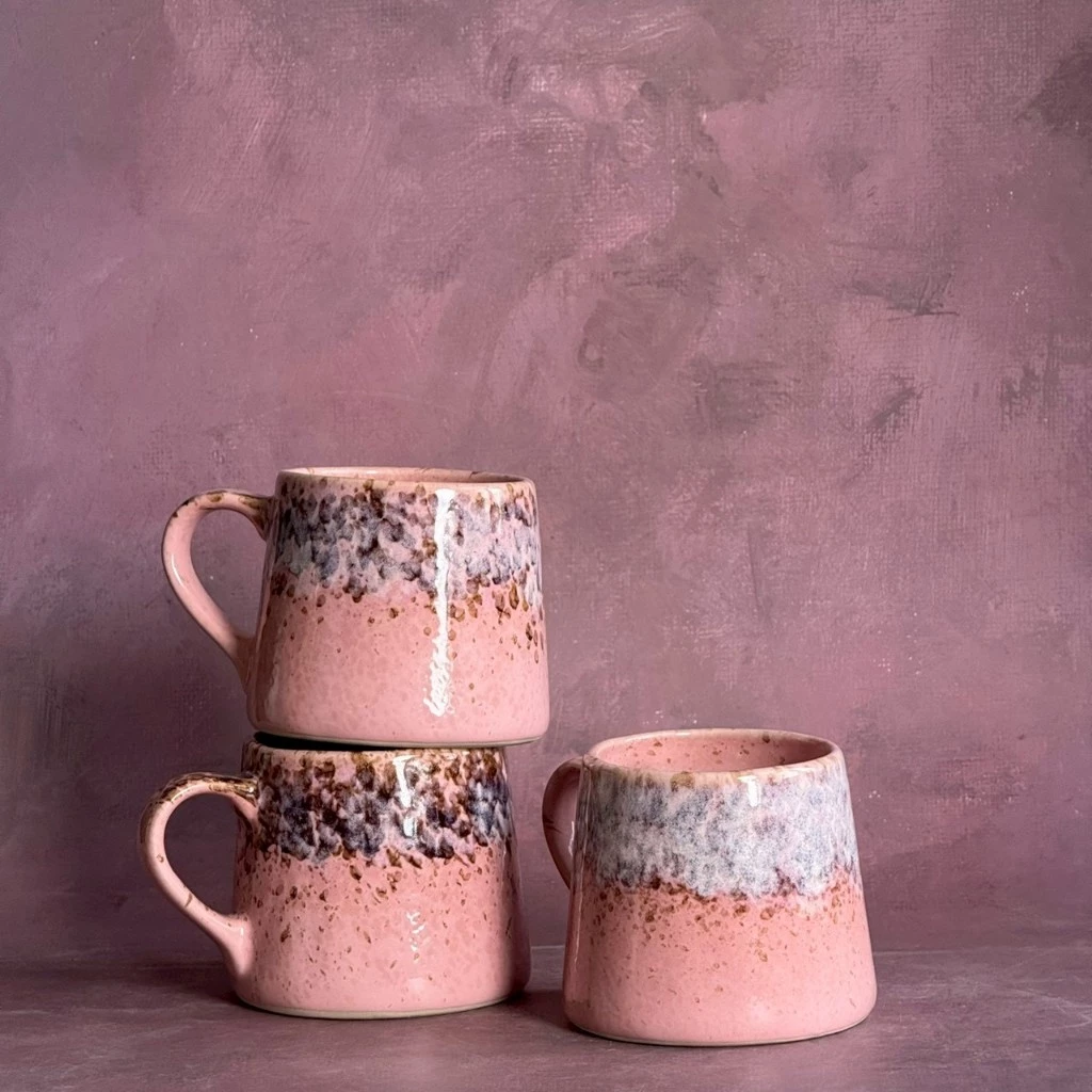 แก้วเซรามิค แก้วสีชมพูเอฟเฟค ความจุ 450 ml Mug Ceramic เข้าไมโครเวฟได้ - AT1CERAMIC