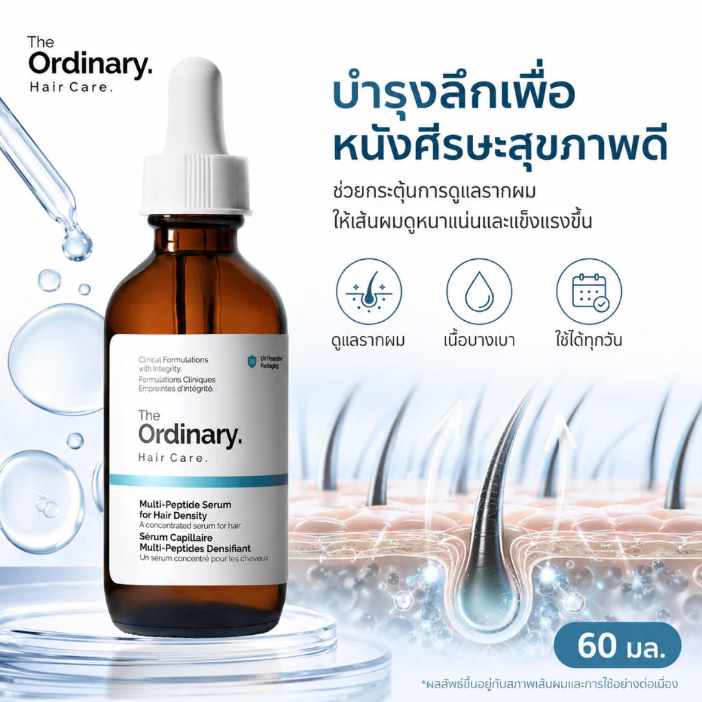 The Ordinary Multi-Peptide Serum for Hair Density 60ml เซรัมบำรุงากผม ลดผร่วง กระตุ้เส้นผใหม่  ให้ผหาน่นเ