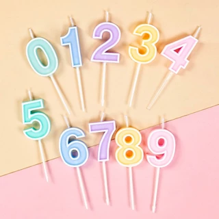 50 ชิ้น/แพ็ค เทียนวันเกิด Happy Birthday สีพาสเทล คละสี เทียนตัวเลข 0-9 สำหรับปักเค้ก