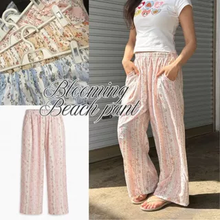 Blooming Beach pant กางเกงขายาวผู้หญิงสำหรับสายชิลล์ กางเกงผ้าพิมพ์ลาย | dressylismm