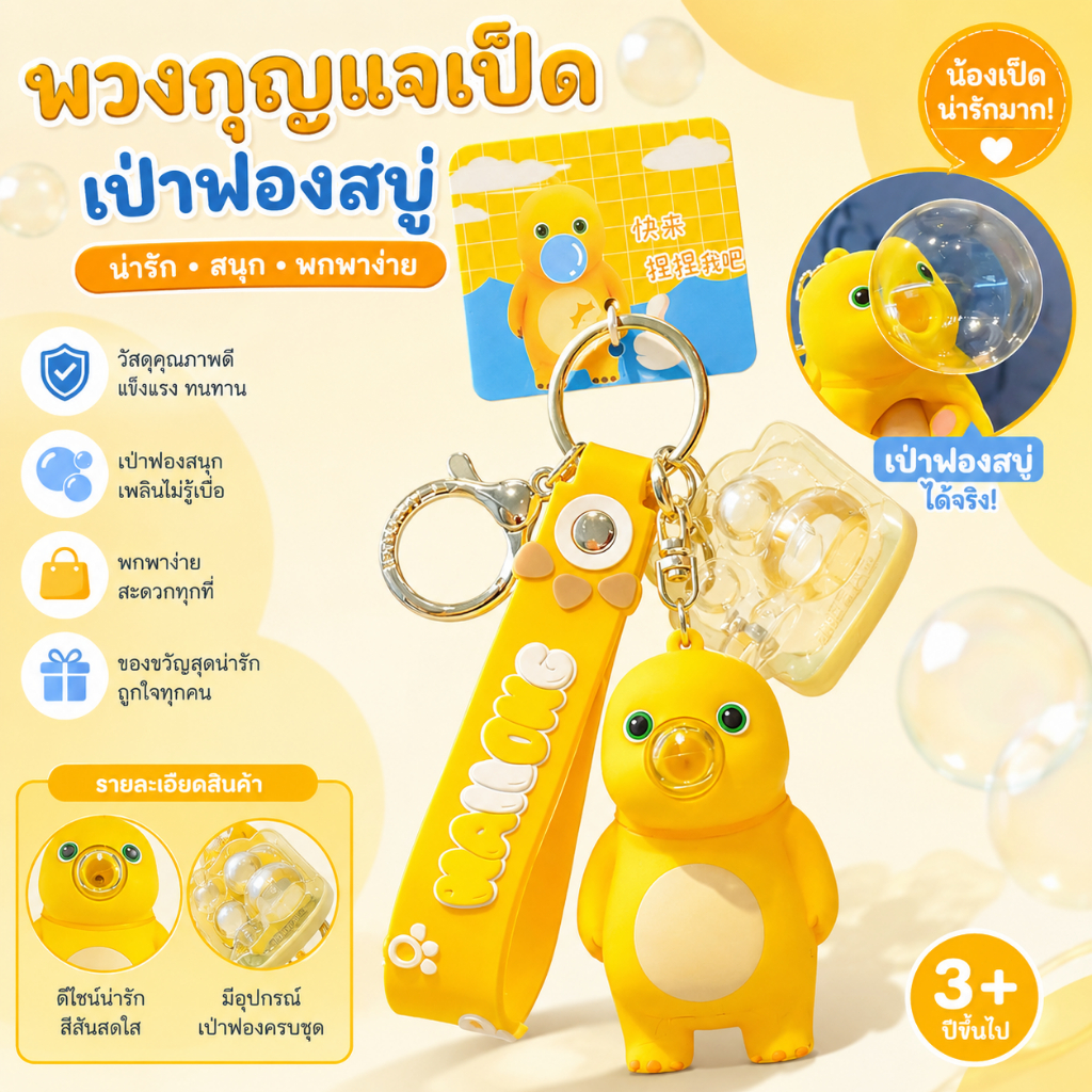 Gantungan Kunci Gelembung Nailon - Susu Naga Kuning - Aksesori Fashion, Mainan Penghilang Stres