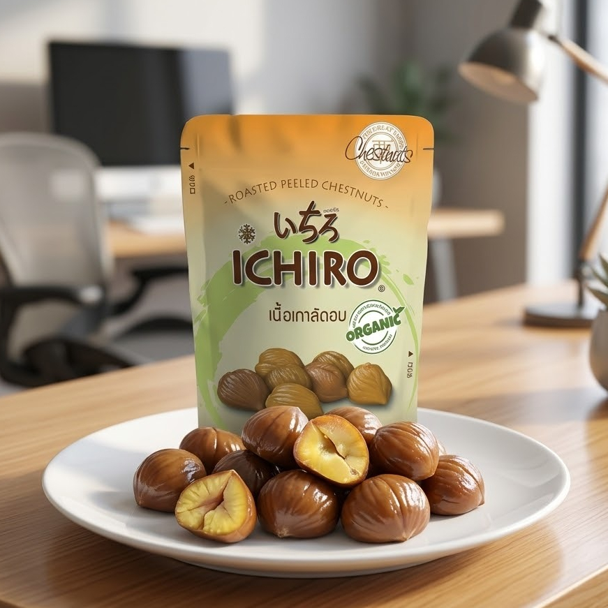 เนื้อเกาลัดอบ ออร์แกนิค 50g อิจิโร่ ICHIRO | Roasted Peeled Chestnuts หอม หวาน นุ่ม พร้อมทาน ของกินเล่น ญี่ปุ่น
