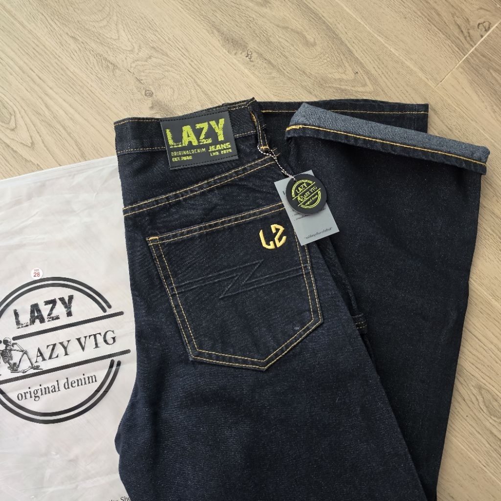 กางเกงยีนส์ Lazy ขาต่อ 16ออนซ์ รุ่นดับเบิ้ลนี พรีเมี่ยม (แถมป้ายห้อยพร้อมตะขอ)