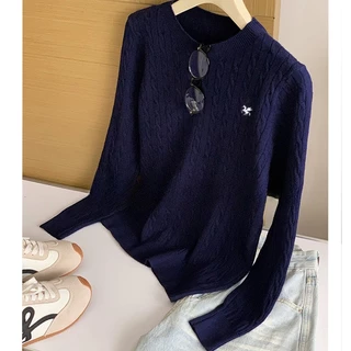 พร้อมส่ง! เสื้อไหมพรมคอกลม ลายถักเปียสุดคิ้วท์ ปักลายม้าน่ารัก เนื้อนุ่มใส่สบายมาก