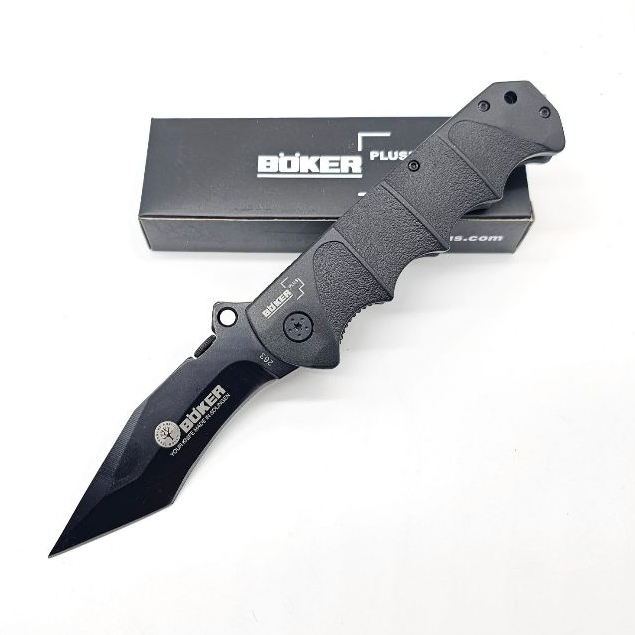 มีดพับ Boker Plus (263) Black Tanto สีดำ ด้ามกันลื่น พร้อมกล่อง