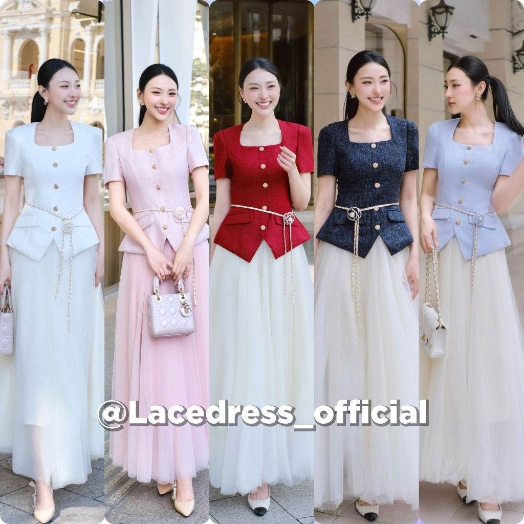 The gallery ●ชุดเซ็ตเสื้อแขนสั้น+กระโปรงยาวมุ้ง