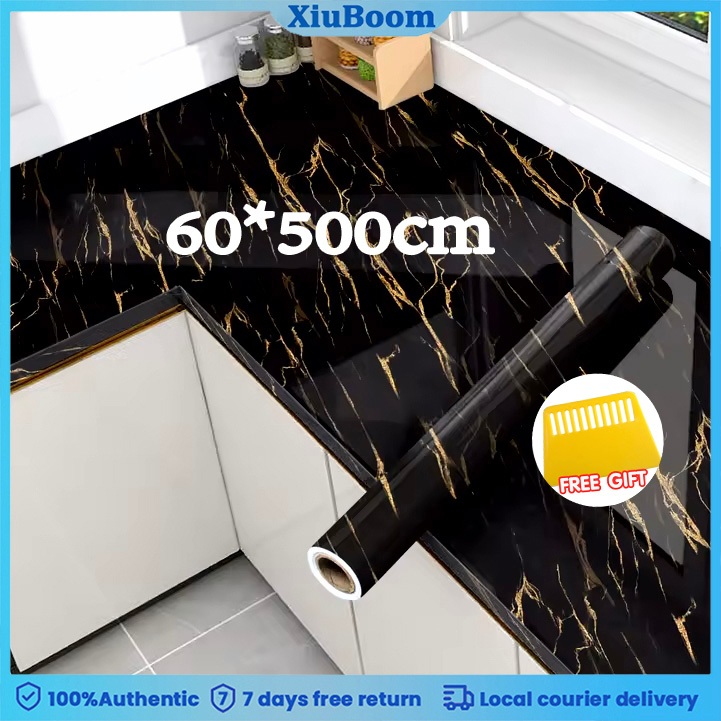 500cm.ห้องครัววอลล์เปเปอร์สติกเกอร์กาวอลูมิเนียมฟอยล์น้ํามันกันน้ําสติกเกอร์สําหรับเคาน์เตอร์ลิ้นชักตู้ชั้นวางของ Line