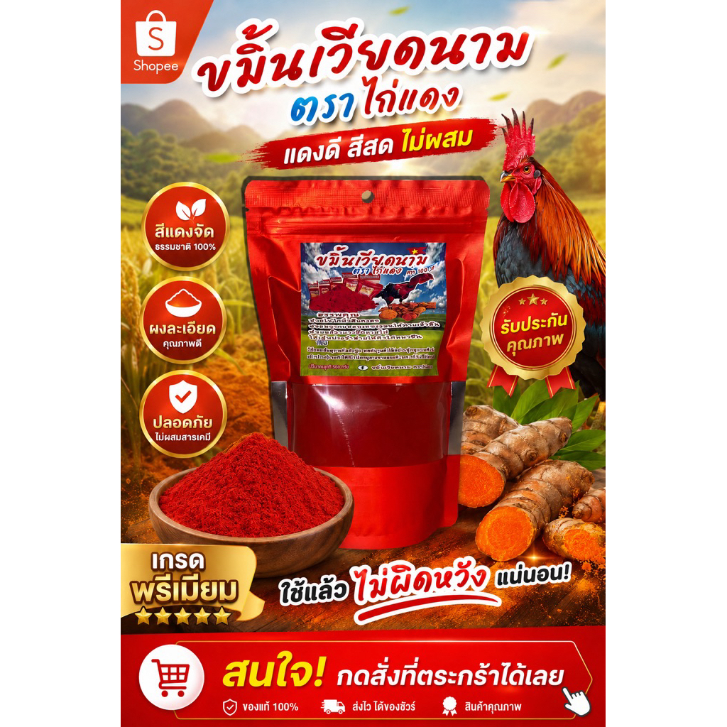 ขมิ้นเวียดนามตราไก่แดงขนาดครึ่งกิโล340บาท
