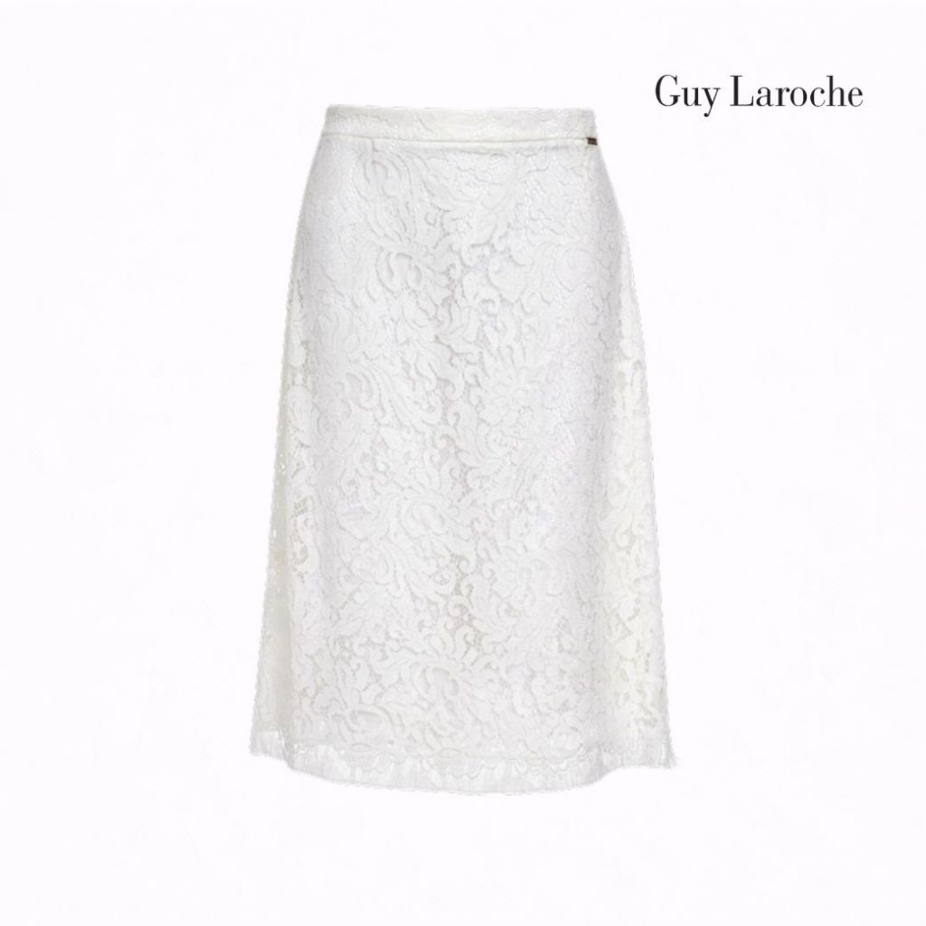 Guy Laroche กระโปรงสีขาว Skirt Luxury lace white GCB4WH