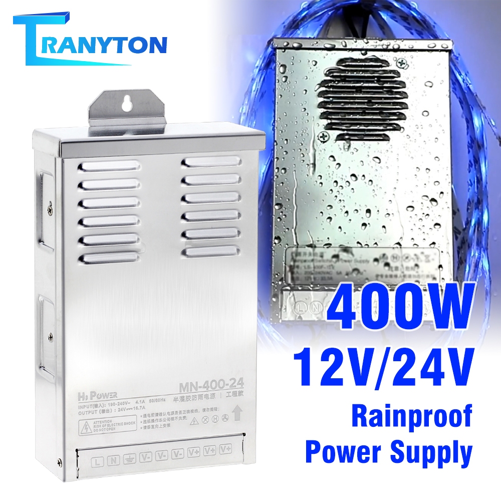 12V 24V LED Switching Power Supply 400W ไดร์เวอร์แถบไฟ LED โปรไฟล์อลูมิเนียมกันน้ำ