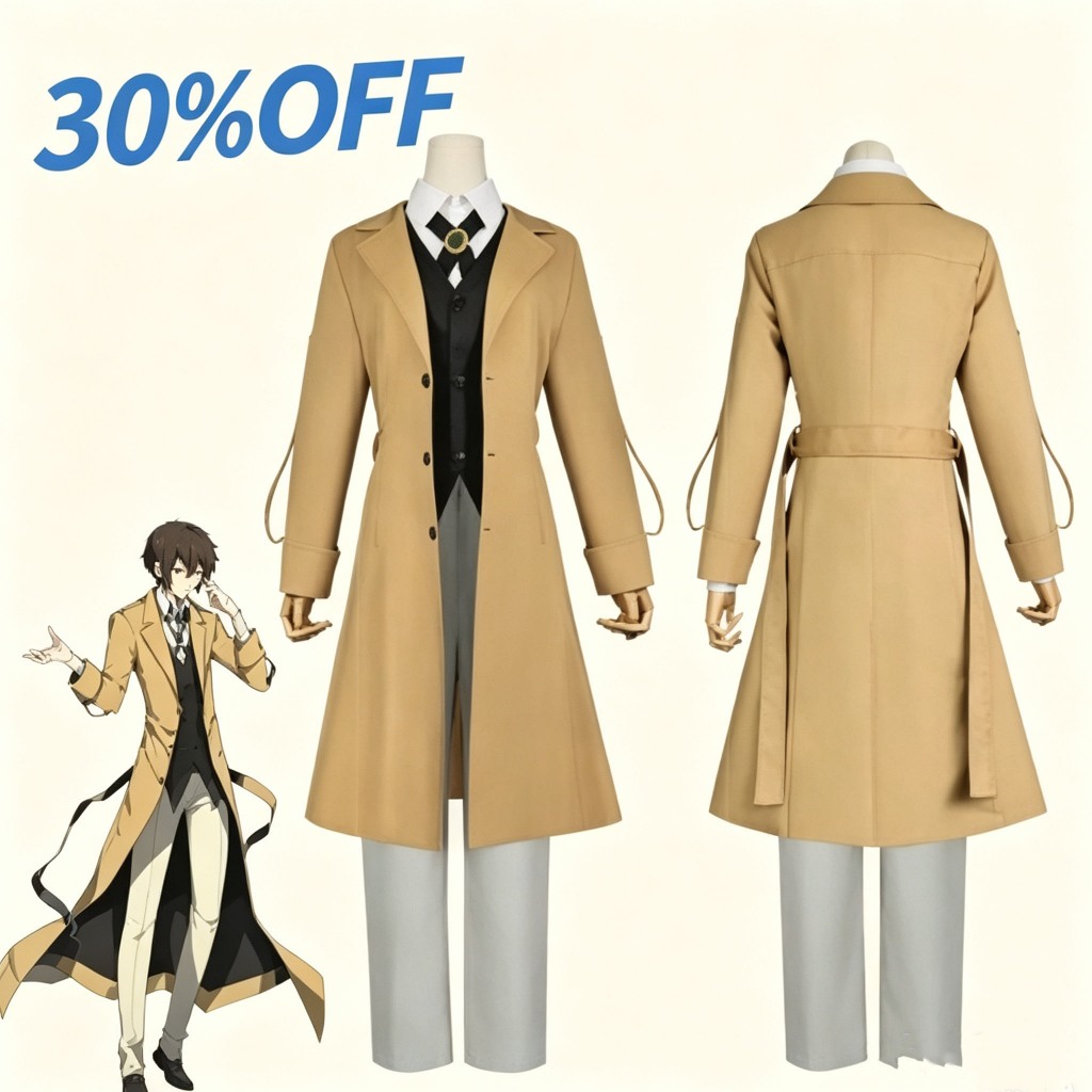อนิเมะ Bungo Stray Dogs ชุด  Dazai Osamu  ชุดคอสเพลย์ ชุดนักสืบ สำหรับผู้ใหญ่ ชายและหญิง
