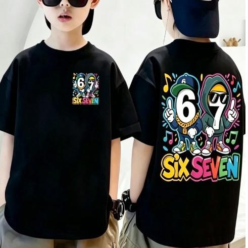 【จัดส่งภายใน 24 ชั่วโมง】คอตตอนแท้ 100% / เสื้อยืดเด็ก / เลขเก๋า 67 แฟชั่นแขนสั้น ขนาด 90-150