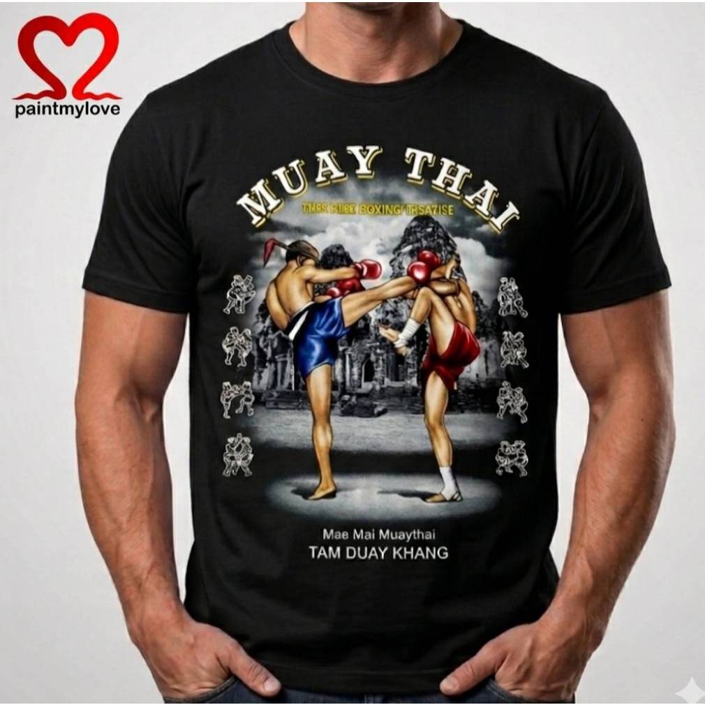 Paintmyloveเสื้อยืดผู้ใหญ่ ผ้า cotton100% สกรีนลายมวย Thailand ใส่ได้ทั้งชายและหญิง