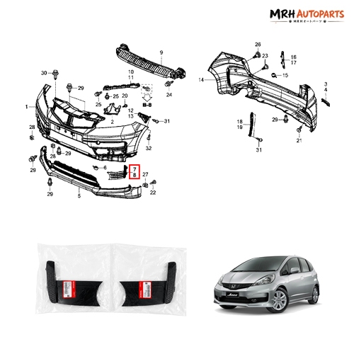 ชุดฝาครอบกันชนหน้า Honda Jazz GE SV MC แท้ราคาต่อ 1 ข้าง
