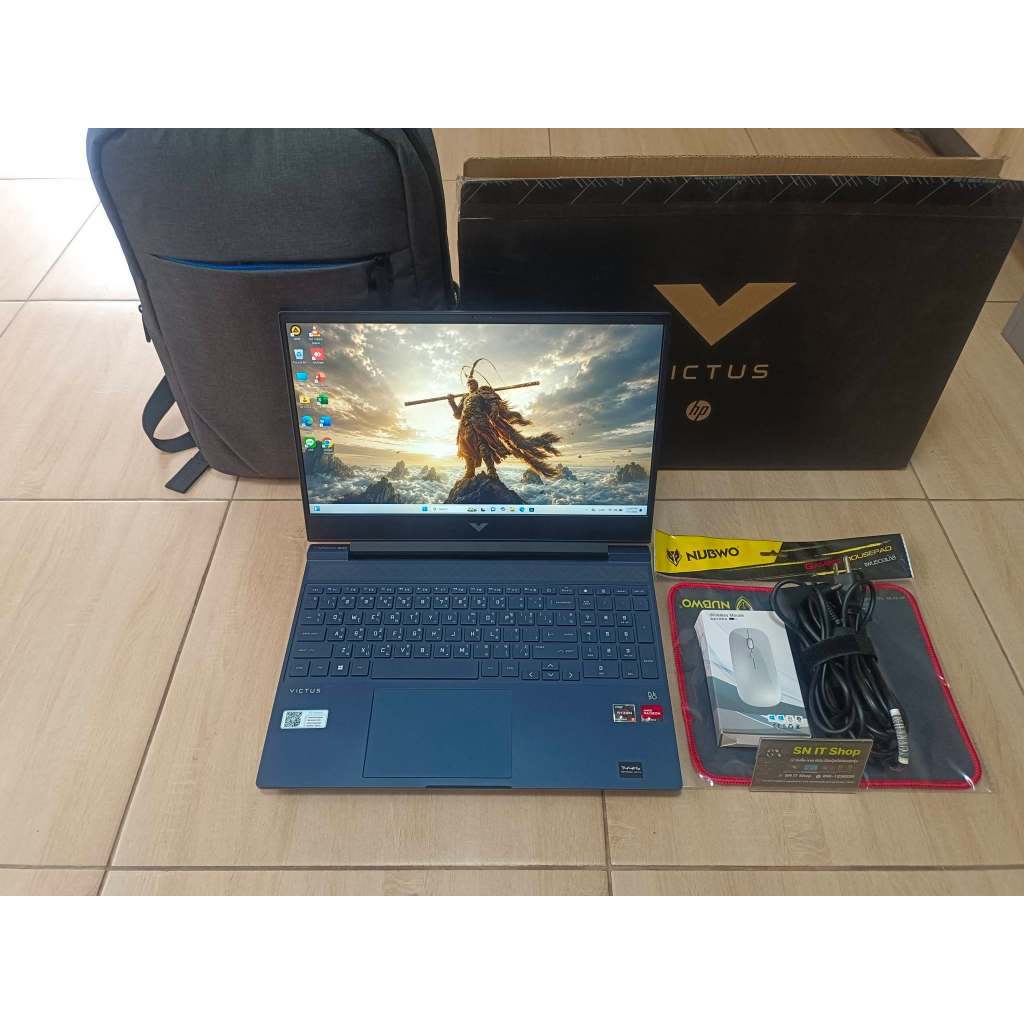 HP Victus Gaming 15 (มือสอง) สเปค AMD Ryzen 5 5600H RAM 8GB SSD M.2 512GB AMD Radeon RX 6500M ลงโปรแ