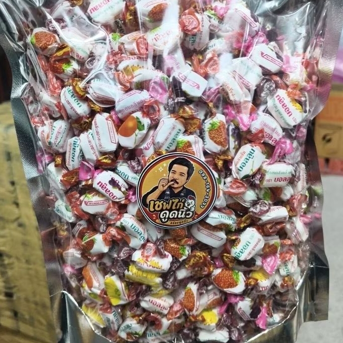 ลูกผมฟรุตตี้รสผลไม้รวม บอลลูน น้ำหนัก 500 กรัม