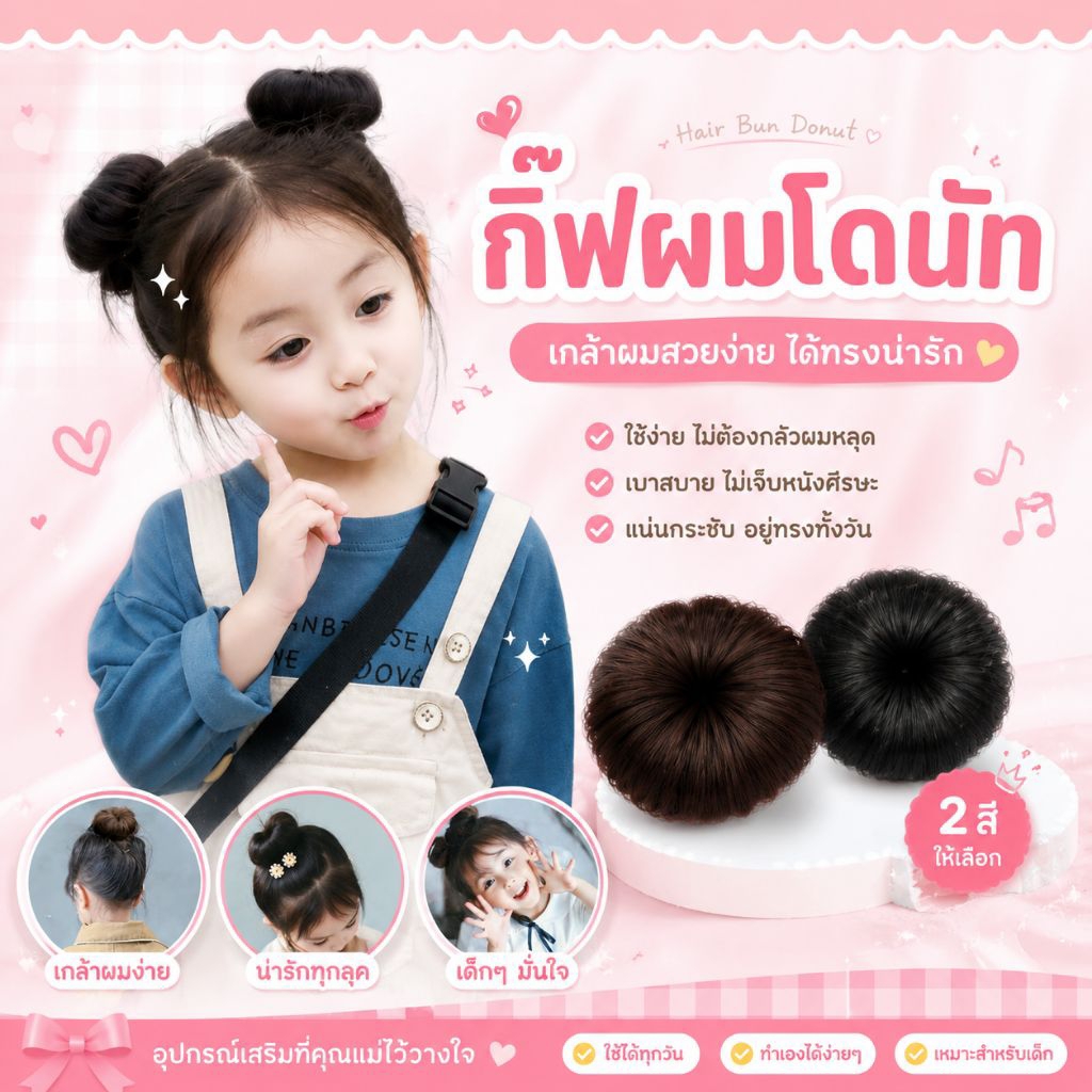 ✿พร้อมส่งจากไทย✿ (1คู่) ดังโงะเกาหลี โดนัท กิ๊ฟมวยผมเด็ก จุกผมเด็ก วิกผม