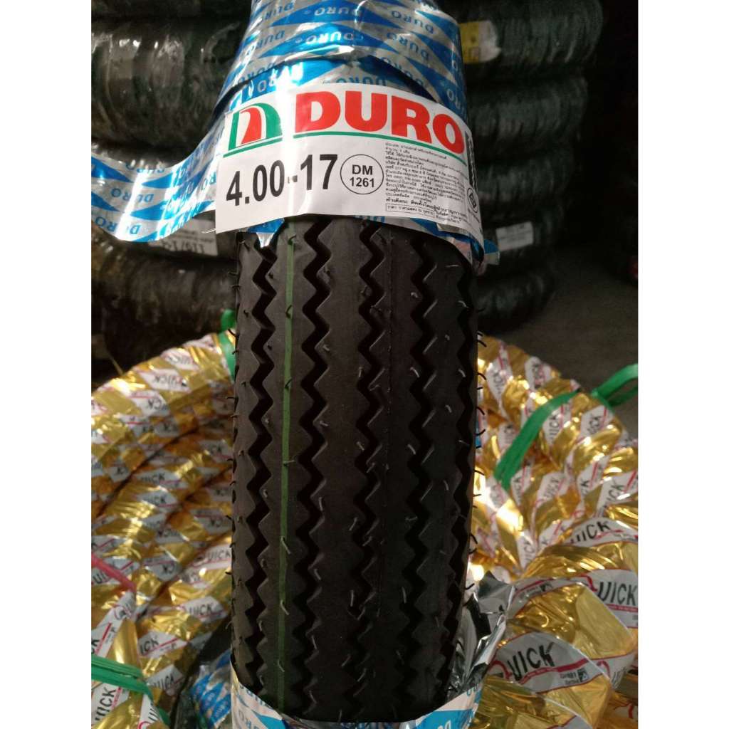ลายฟันเลื่อย ยี่ห้อ DURO รุ่น dm-1261 ขนาด 4.00-17 ยางปี 2022