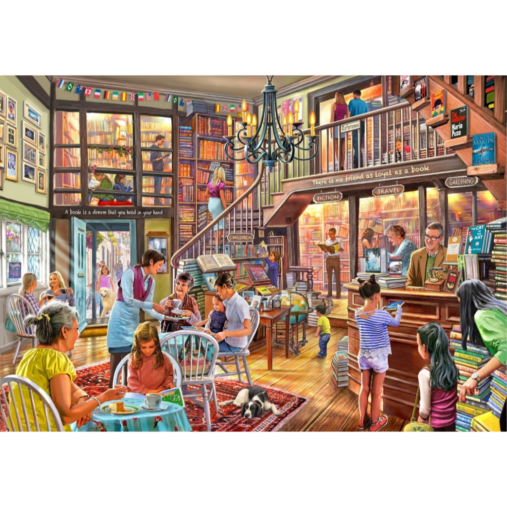 Jigsaw Puzzle Bluebird Puzzle - Bookshop Tearoom 2000 Piece. จิ๊กซอว์ 2000 ชิ้น มีสินค้าที่ไทย พร้อม