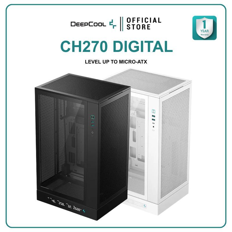 เคสคอมพิวเตอร์ DEEPCOOL - PC CASE M-ATX CH270 DIGITAL / CH270 DIGITAL WHITE รับประกันสินค้า 1 ปี