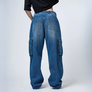 DAVIE JONES [BE FEARLESS] กางเกงยีนส์ Baggy Fit Jeans สีน้ำเงินอ่อน กรม BG0001