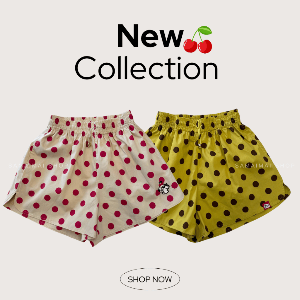 กางเกงขาสั้น เอวยืดลายจุด Collection แบรนด์แท้ร้านสมัยใหม่ #88020