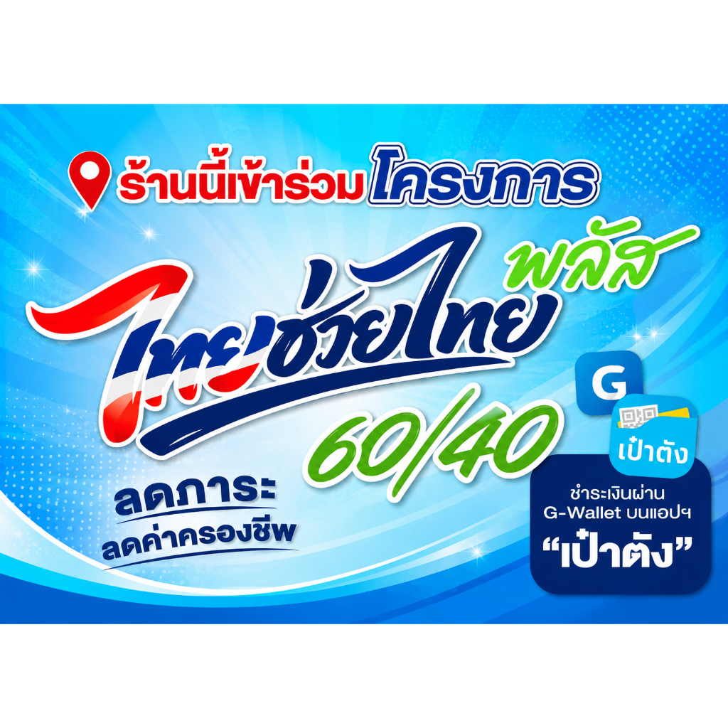 ป้ายโครงการไทยช่วยไทย 60/40(ฟิวเจอร์บอร์ด)